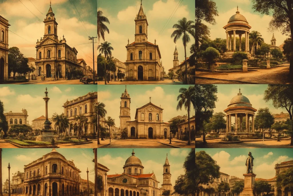 Vista panorâmica de Campinas, com locais históricos que compõem o roteiro histórico da origem de Campinas